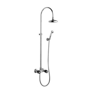 FLEUR NOIR External shower mixer with tube, shower head and duplex shower set Chrome Bongio 12537-D