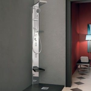 Shower column with high water connection, diverter, shower head, doccetta  Chrome Bongio 810-Q