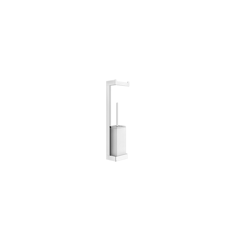 RETTANGOLO ACCESSORIES Wall column with roll holder and white toilet brush holder by GESSI
