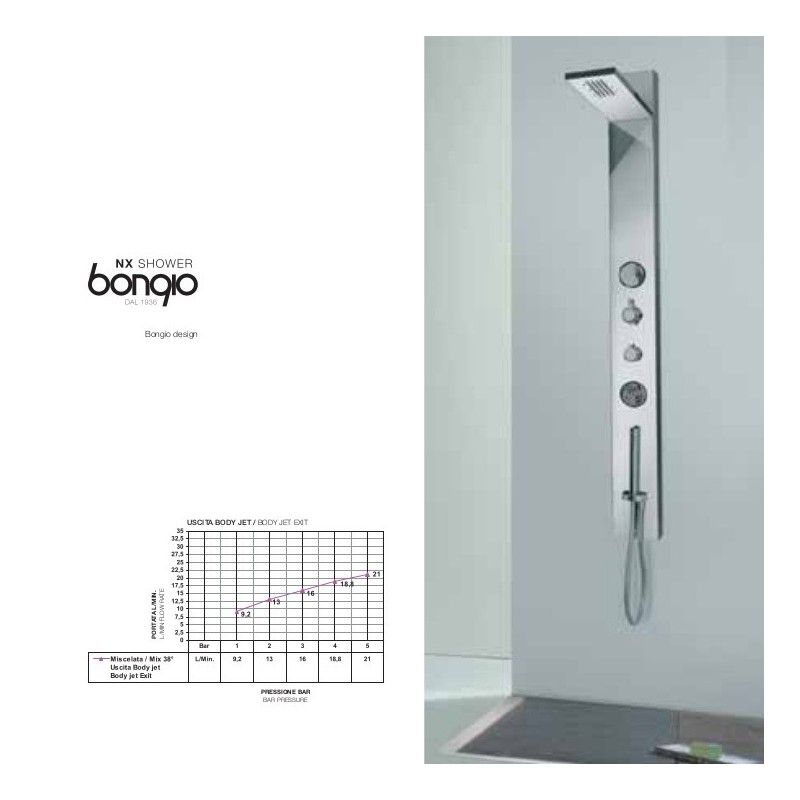 IMPERO Gruppo Doccia Esterno con tubo, soffione e set doccia duplex Cromo  Bongio 06537-D