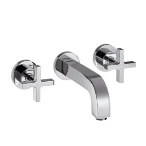 Citterio 3 hole wall-mounted, single lever basin mixer with spout 222 mm, cross handles and escutcheons AXOR 39143000 HANSGROHE 